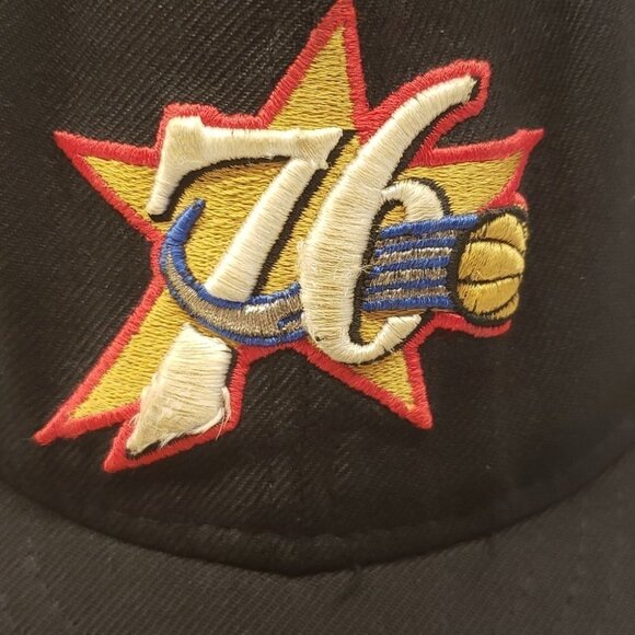 NBA Original 76er cap hat size 6 3/4 (53.9cm) black hat  with 76er logo embr - Picture 2 of 9